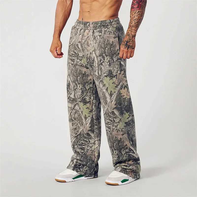 Men jungle camouflage Casual Pants Wide Leg Pants Breathable running American size trousers loose Large size men sweatpantsT250311