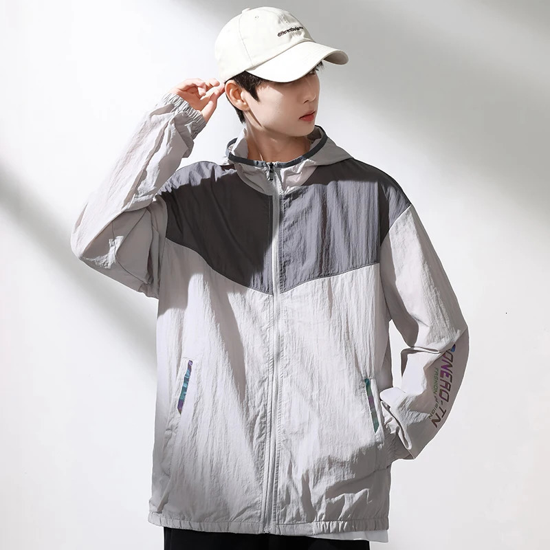 Mens Highquality Ice Silk Sunscreen Suit Ultrathin Breathable Quick Drying Outdoor Sports UV Protection Leisure Jacket 250312