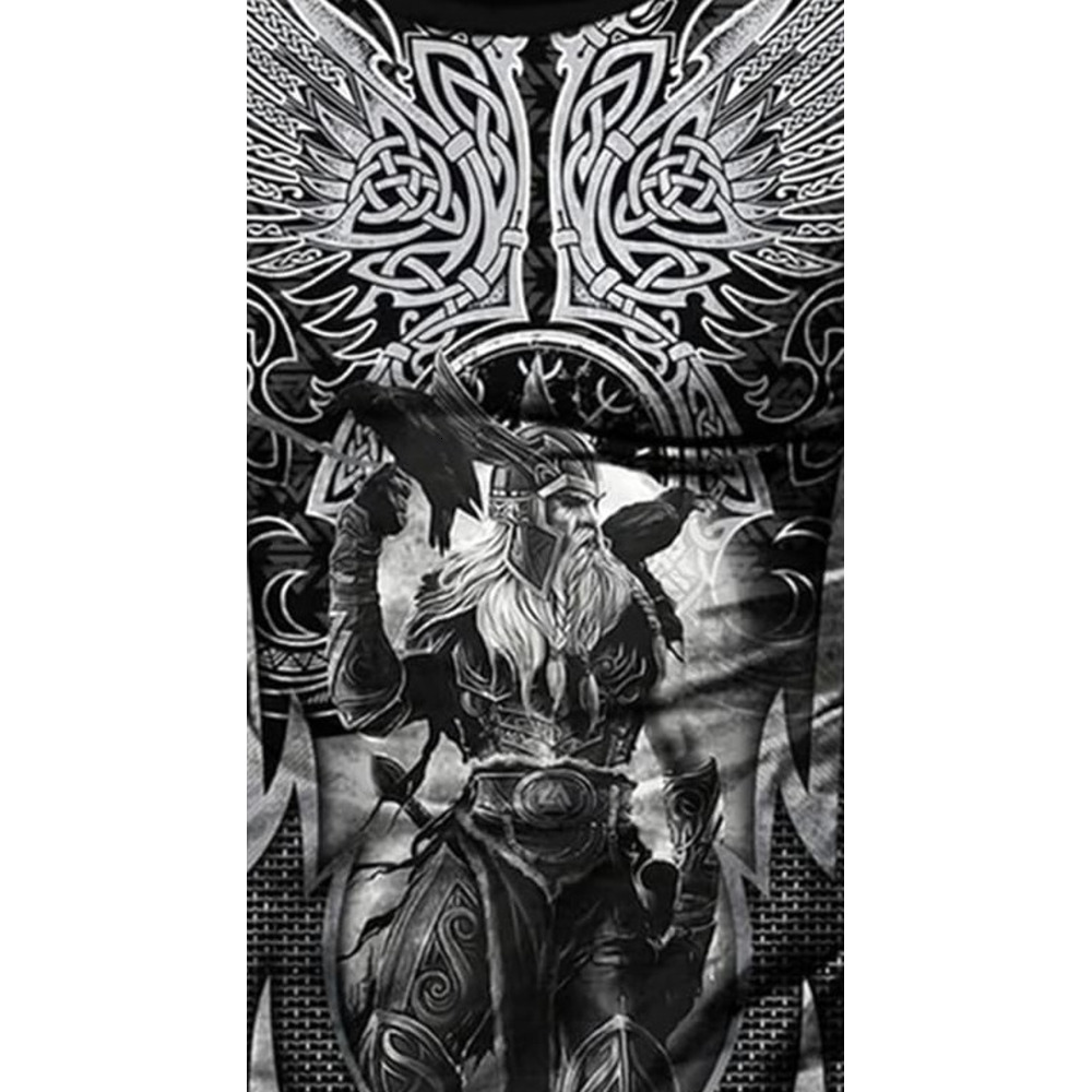 Mens T shirt Vikings 3D Digital Print Odin Triangle Knot Pattern T-Shirt, Men's Summer Tattoo Casual Short Sleeve tee Casual tops summer clothes