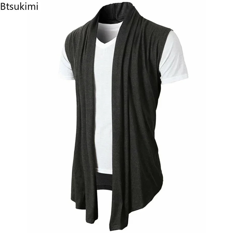 Spring Summer Men Sleeveless Jacket Street Fashion Knitted Vest Cardigan Punk Hip Hop Waistcoat for Man Mens Tops 250312