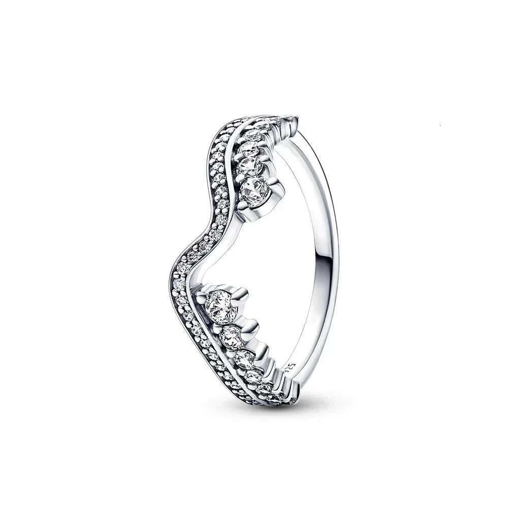 New High Quality 925 Sterling Silver Pretty Radiant Heart Pave Signet Ring Sparking Wave Me Pave Red Dual Ring DIY Gift