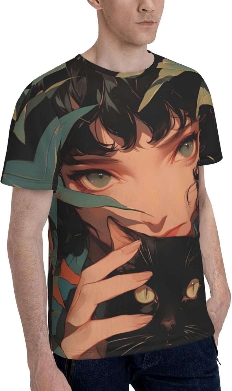 Mens T shirt Cat Girl Pattern Men's Women's T-Shirt Cute Anime Girl 3D Printed Novelty Short Sleeve Unisex Fashion Tee tee Casual tops summe