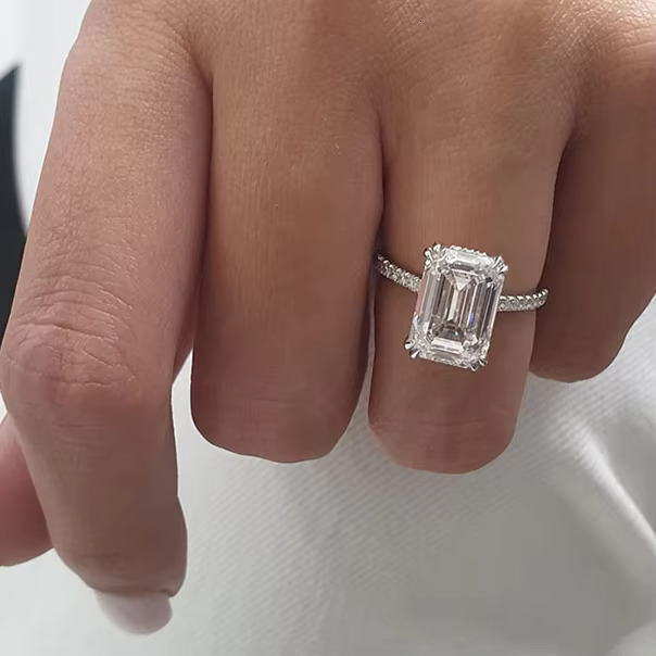 Custom Wholesale Square Genuine Cubic Zirconia Engagement Wedding Spinner Ring Women Jewelry Fashion Trending Eternity Ring