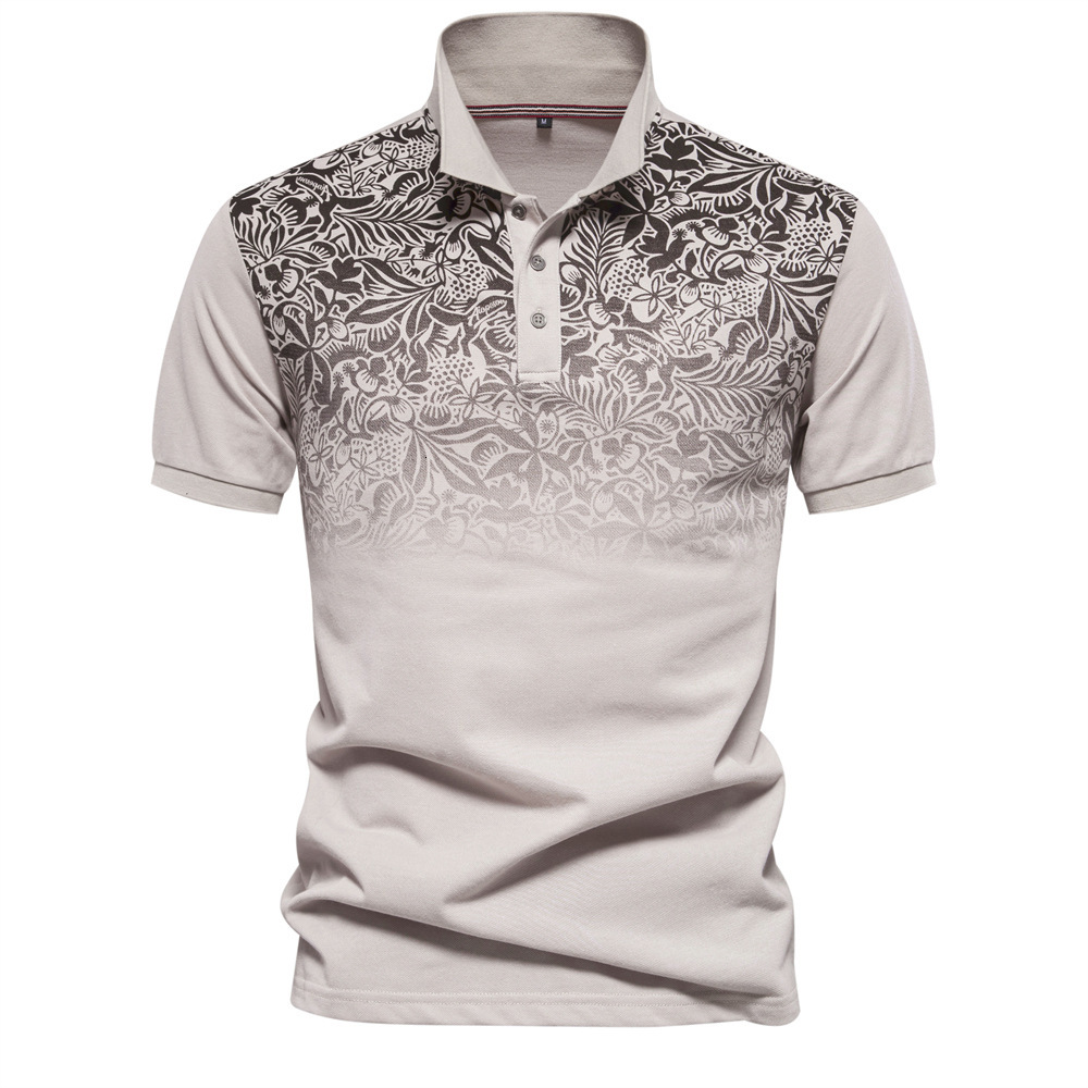 2025 Cost effective Gradient Printed Shirt Trendy Men's Polo Collar T-shirt European Size tracksuit