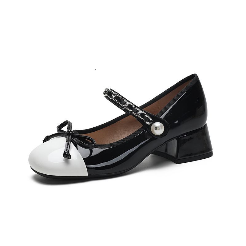 South France Encounter~Amiu Family Bow Chain Thick Heel Mary Jane Women's Single Shoes #ddmypanda