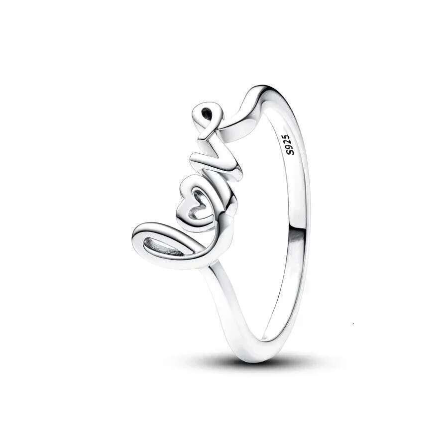 2024 NEW 925 Sterling Silver Handwritten Double Band Heart Polished Wave ME Black Chakra Ring Valentine's Day Gifts