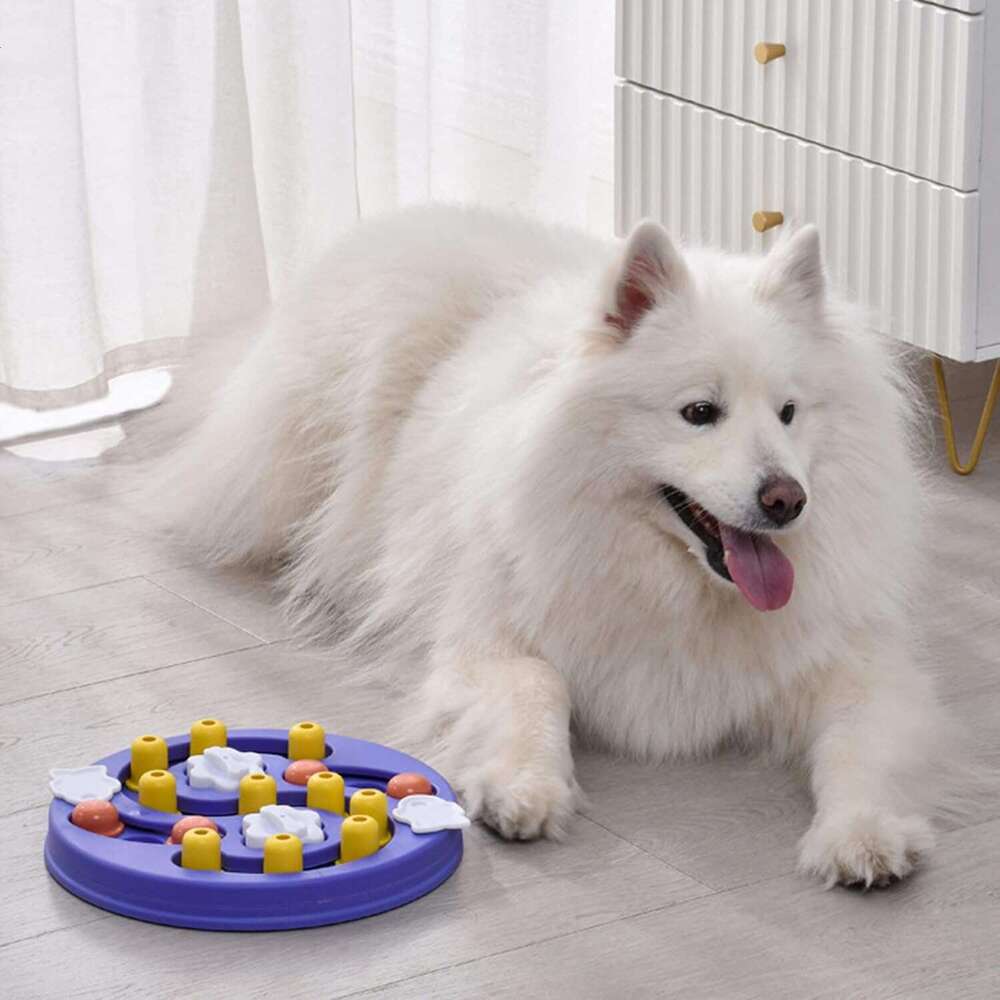 DHpet Pet Slow Feeder Bowls Portable Slip Leakproof Cats/Dogs Multifuctional with Puzzle Plates Dog