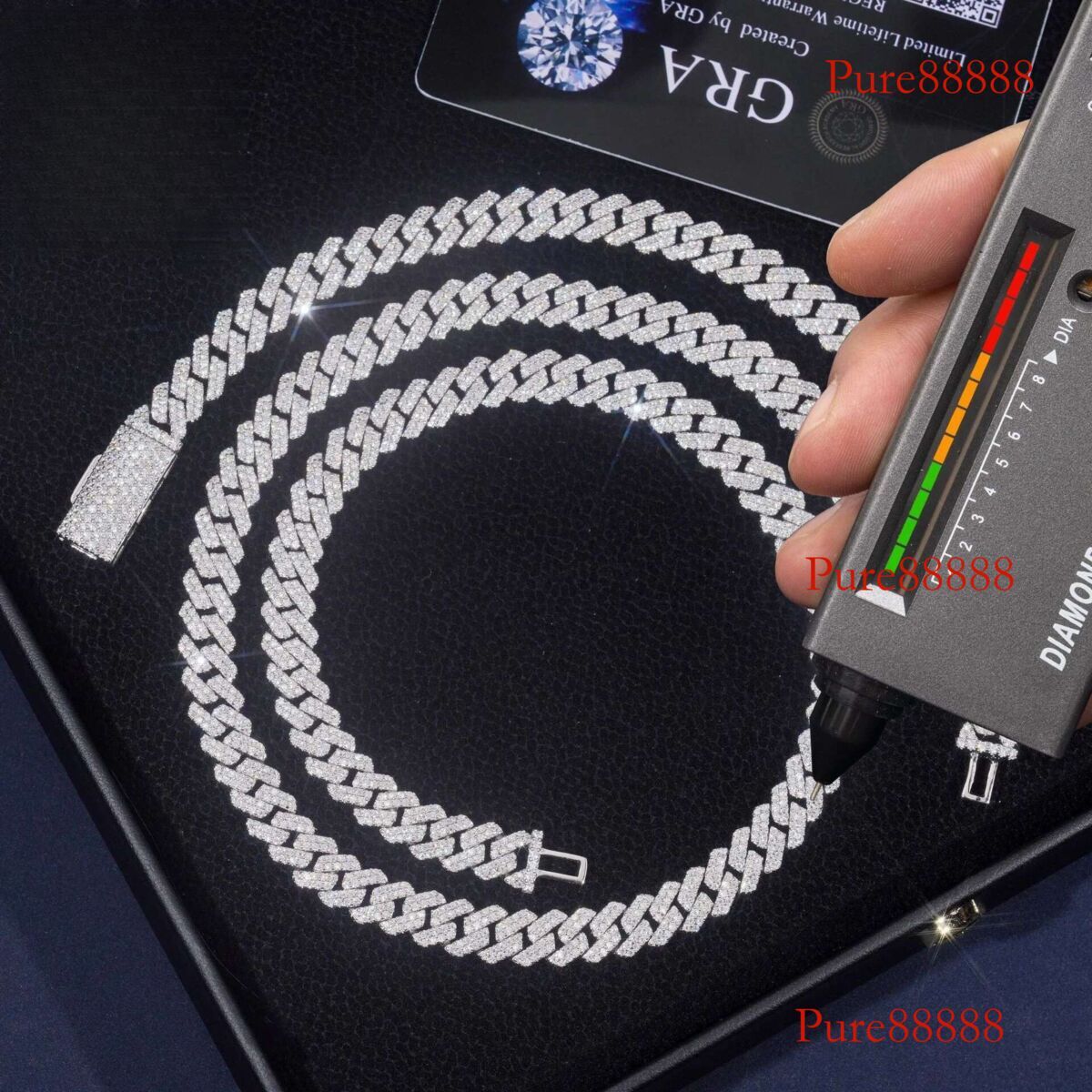 Fast shipping hip hop jewelry for men women custom sterg sier Iced out 8mm moissanite cuban k chain
