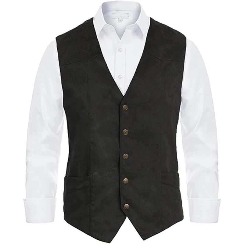 Mens retro single chest sleeveless jacket vest curved hem waist mens clothing 250312