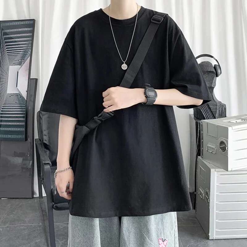 Men's Cotton Oversized T-Shirt Loose Tops Tshirts For Clothing Breathable Casual Pattern Short Sleeve Tees Streetwear Recommend