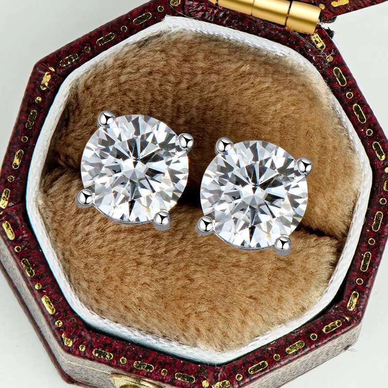urious 2-carat D-color vvs jewelry earrings, pure sier moissanite men's and women's earrings