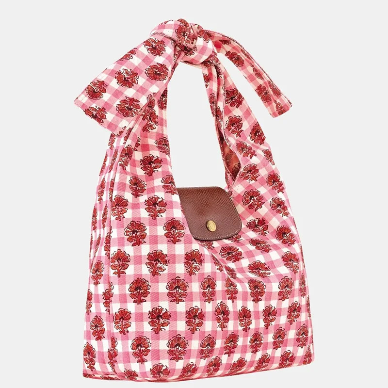 Fashion Bow Knot Shoulder hot Underarm Bag Flower Canvas Women Tote 2025 Spring Summer Collection 250312