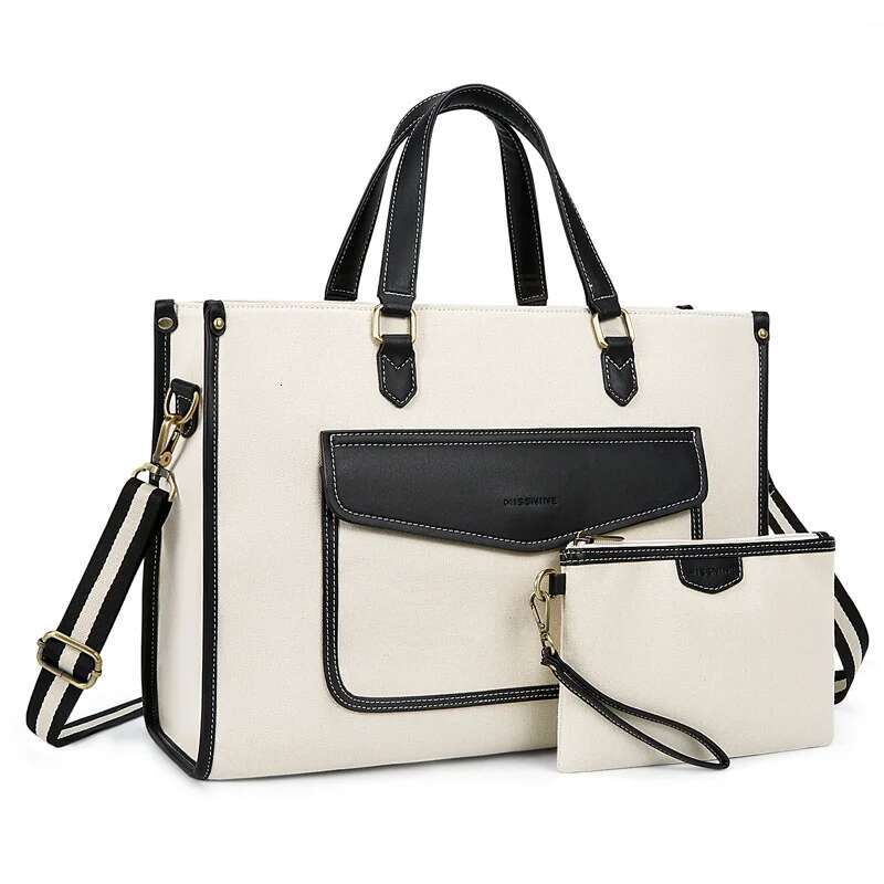 Missnine Women's Briefcase Tote Canvas Laptop 15.6 Inch Casual Work Shoulder ipad Bag Suitable for Travel Office