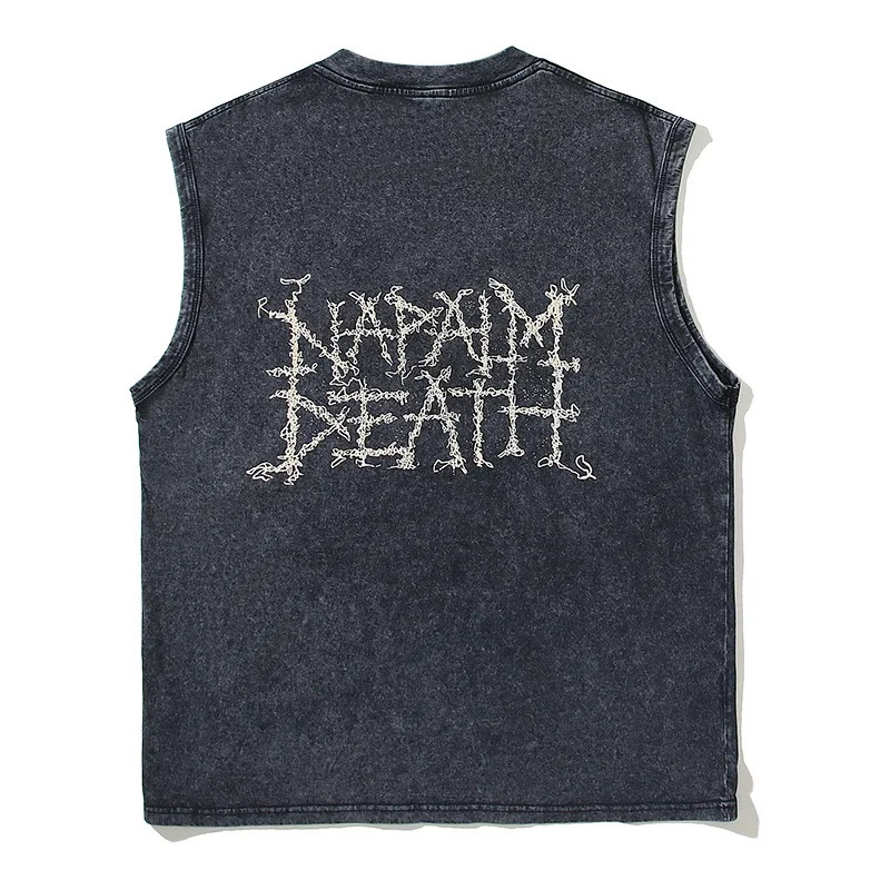 Yao Fashion Saint of Michael Retro Summer Graffiti Hip Hop Printing Dark Gothic Washed Mens Tank Top 250311