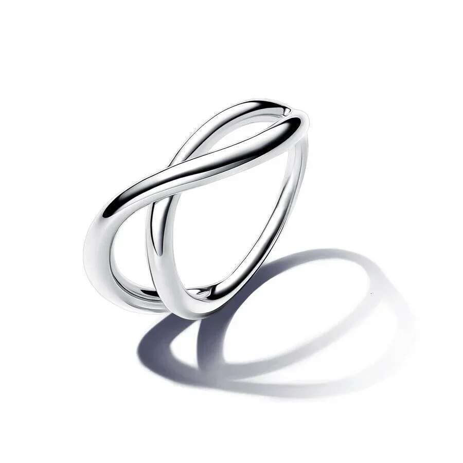 2024 New 925 Sterling Silver Organically Shaped Stacking Rings Heart Two-Tone Entwined Bands Ring Fit Women Gifts
