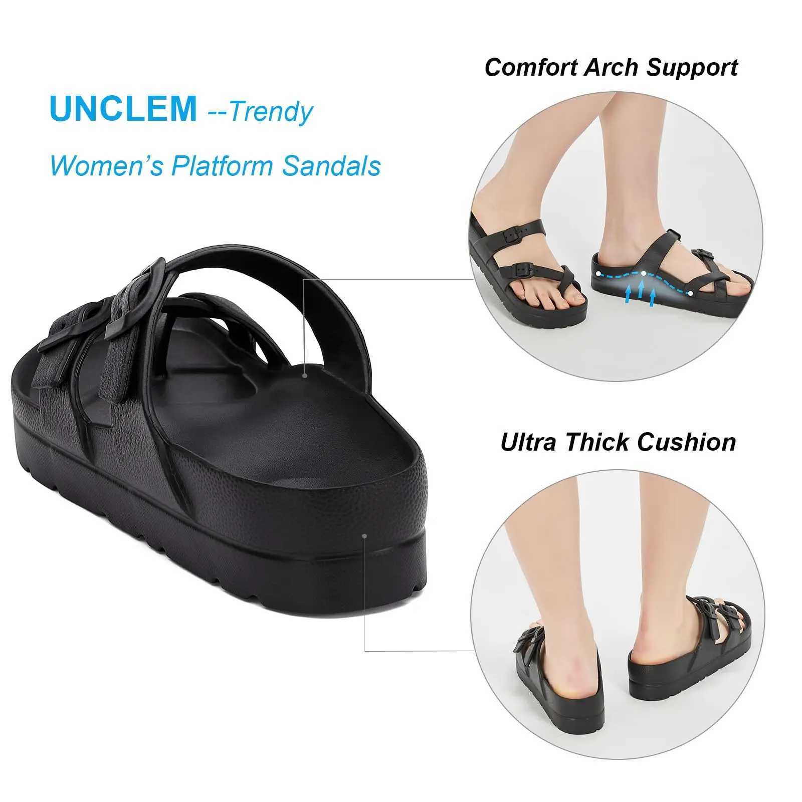 Bebealy Womens Platform Sandals with Arch Support Adjustable Beach Sandal Woman Comfort Lightweight Ultra Cushion Slides Z250617