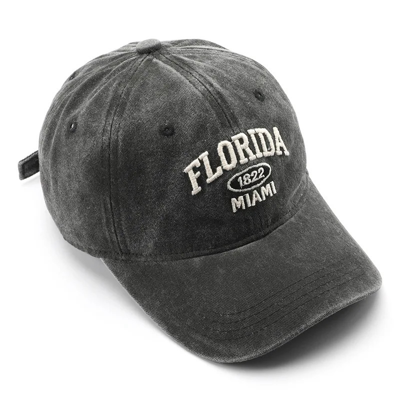 Vintage Washed Cowboy Baseball Cap for Men Women FLORIDA Embroidery Sun Casual Hip Hop Hat Curved Brim Soft Top 250311