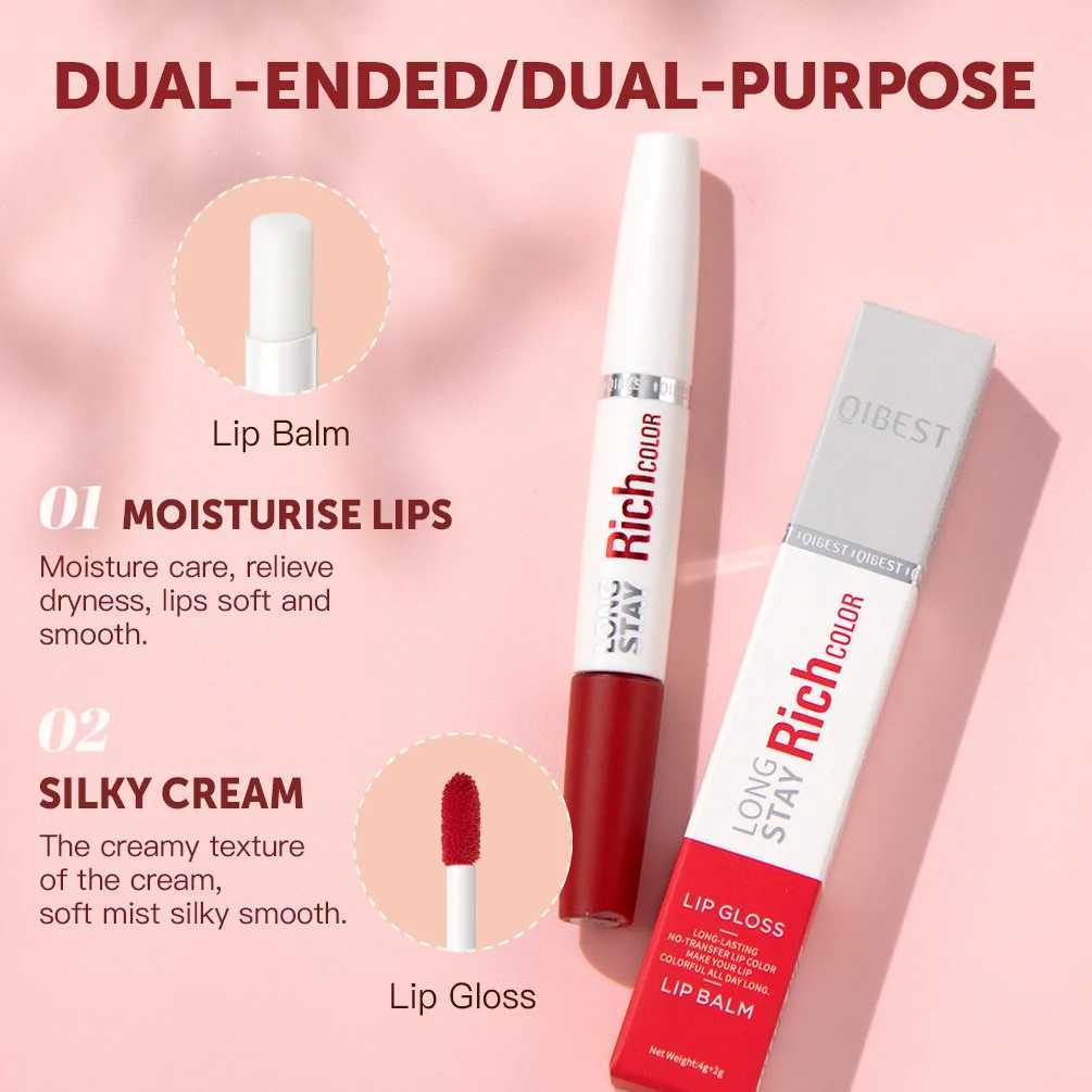 8-color waterproof double-sided lip gloss moisturizing non stick cup not easy to fade long-lasting matte lip gloss W250312