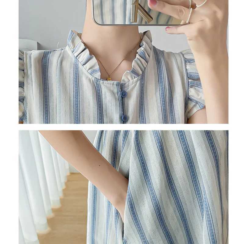 Pregnant Womens Dress Summer Drawstring O-neck Short Sleeved Printing Maternity Beach Dresses for HolidayT250311