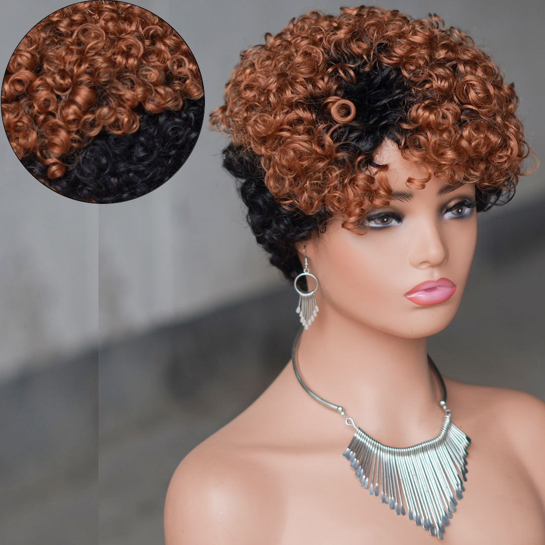 6 Inch Deep Wave Pixie Cut Human Hair Bob Wig - Premium Machine Made Lay Flat Cap with Invisible Hairline - Glueless Wear Natural Looking Short Curly 
