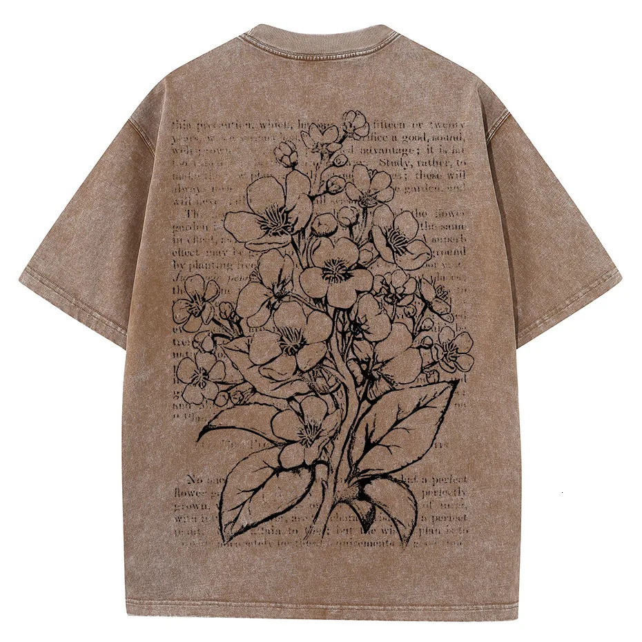 Retro mens Tshirt streetwear hiphop floral letter printed Harajuku pattern punk Gothic short sleeved 250312