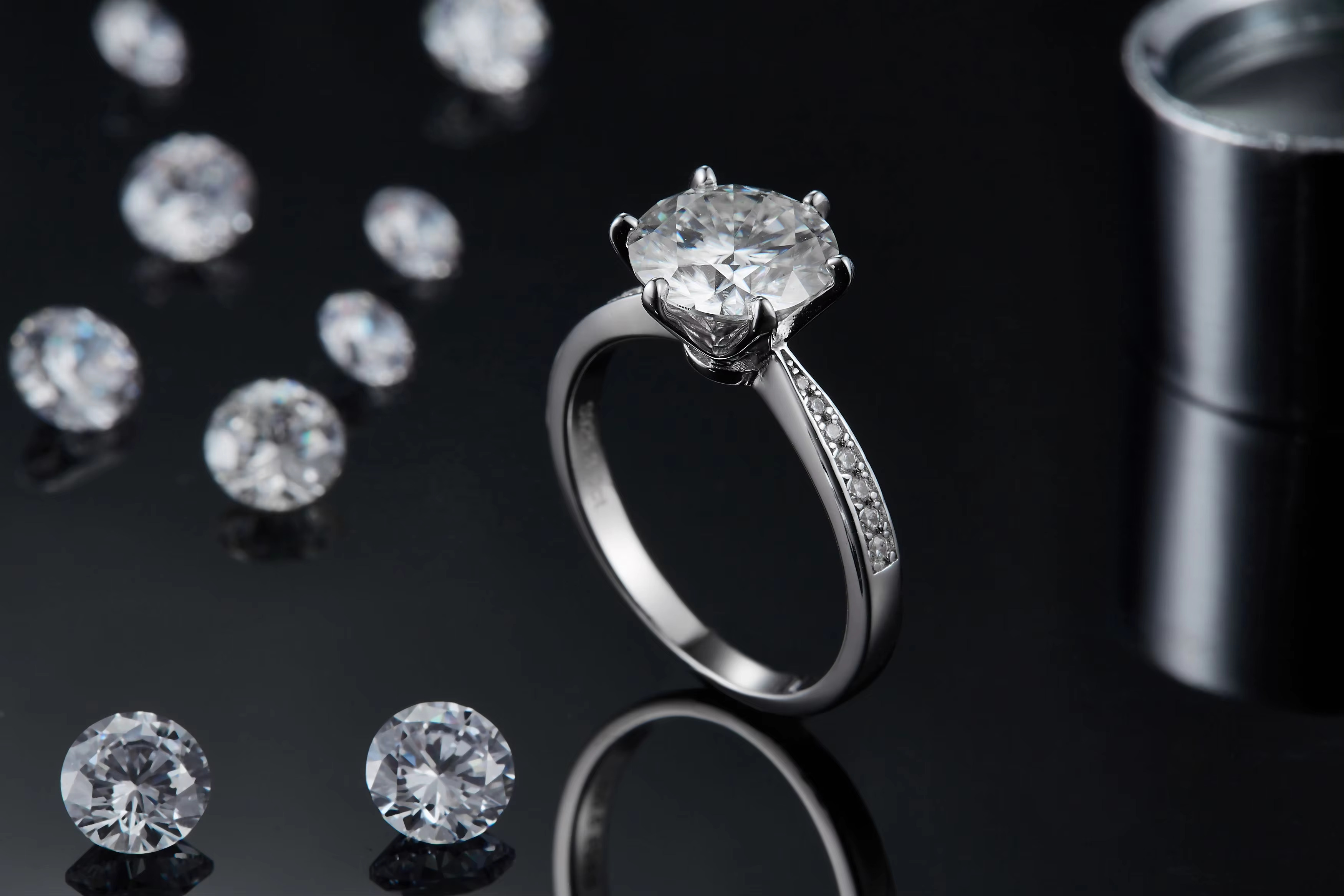 Real Moissanite Jewelry Wedding Engagement Ring 925 Sterling Silver Moissanite Diamond Ring