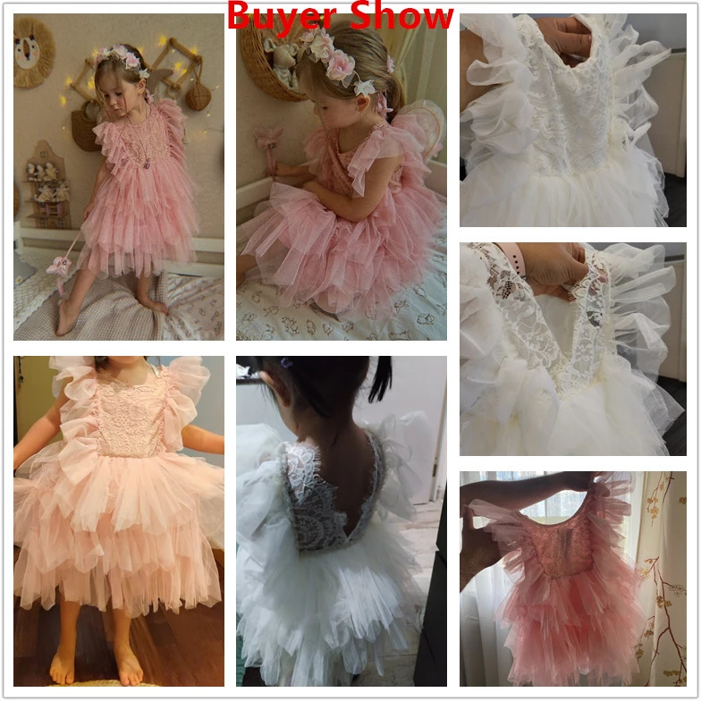 Summer Dress for Girls 1-5Y Baby Backless Ruffles Lace Clothes Toddler Kids Birthday Princess Dress Baby Holiday Casual Vestidos 250311