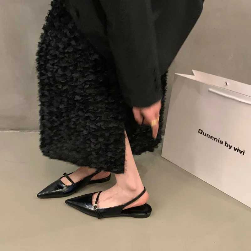hot Summer Pointed Toe Wen Sandal Fashion Shallow Slip On Ladies Flats Heel Elegant Dress Slingback Shoes Z250311