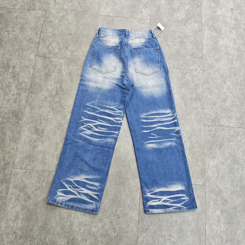 Yao888 Simple Style Retro Wash Mens Pants Wide Leg Street Clothing Y2k Harajuku Unisex Fashion Jeans 250312
