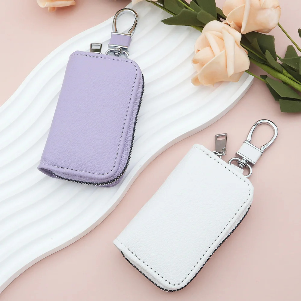 Car Keychain Cover Mens Keyholder Leather Car Key Wallet Butler Key Manager Zipper Key Luggage Neutral Wallet 250311