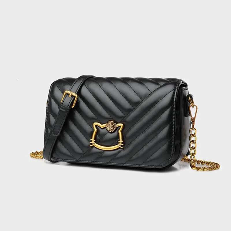 Kaiti Cat High quality Leather Women s Handbag Fashion Designer Crossbody Bag 2025 Simple Trend Multifunctional Chain Casual Wallet Storage Bag