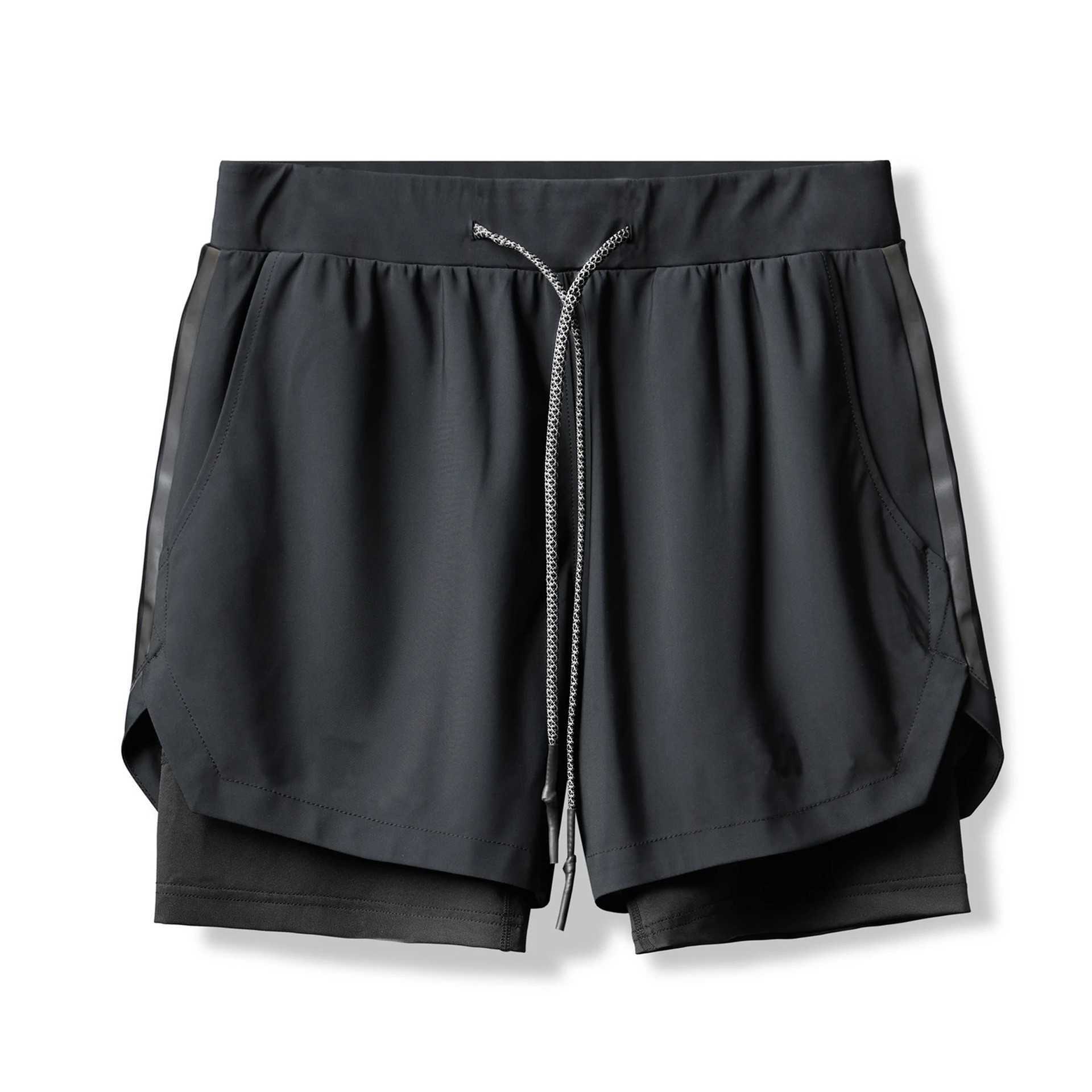 Summer fashion basketball shorts mens shorts new double-layer fitness exercise fast drying jogging five quarter pants anti awkward trend T250311