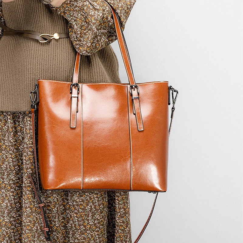 Burminsa Cowhide Genuine Leather Large Tote Bags For Women 2025 Luxury Designer Shopping Shoulder Office Ladies Handbags 250304
