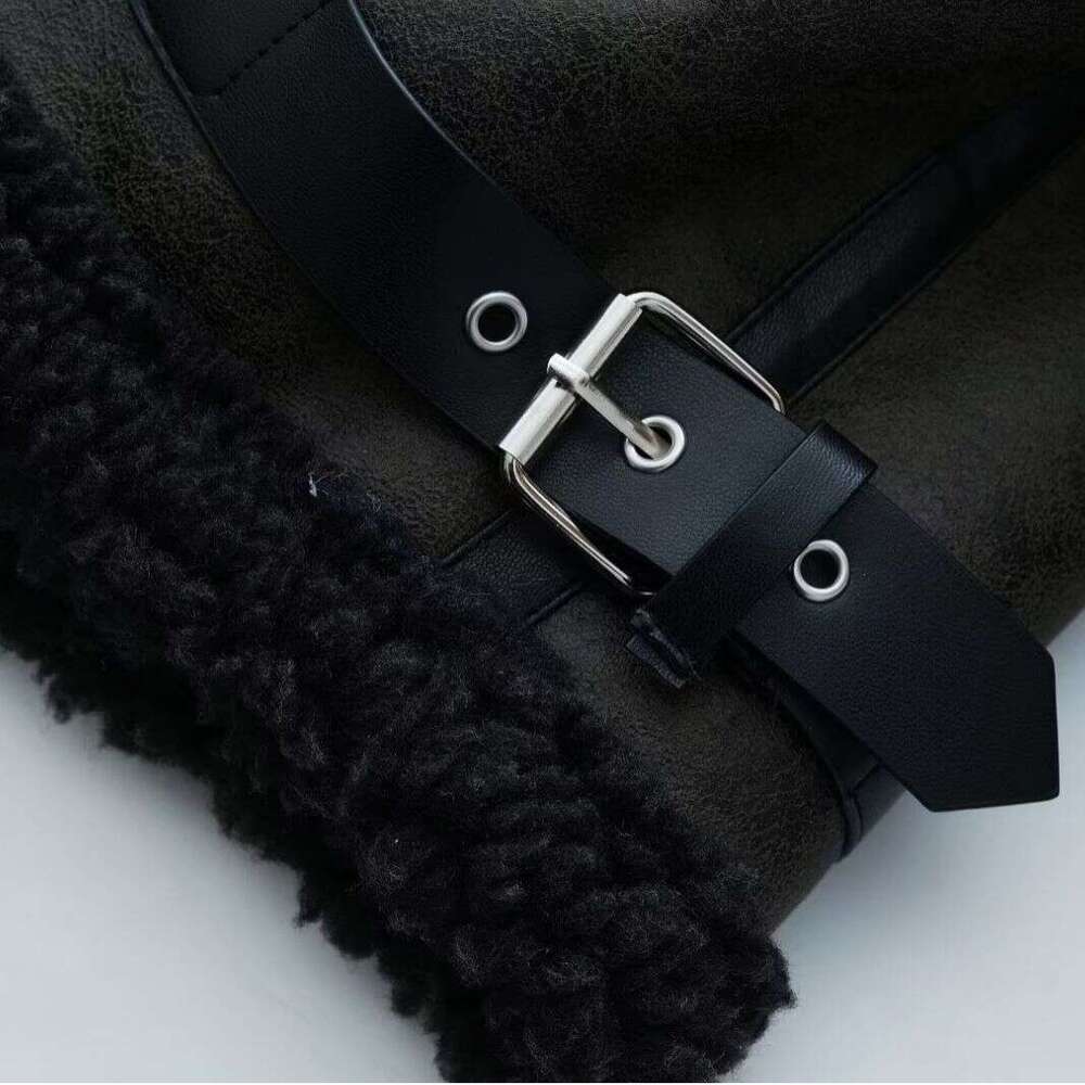 Women's 2023 Autumn/Winter Y2k New Casual Fur Integrated Thick Imitation Leather Warm Jacket