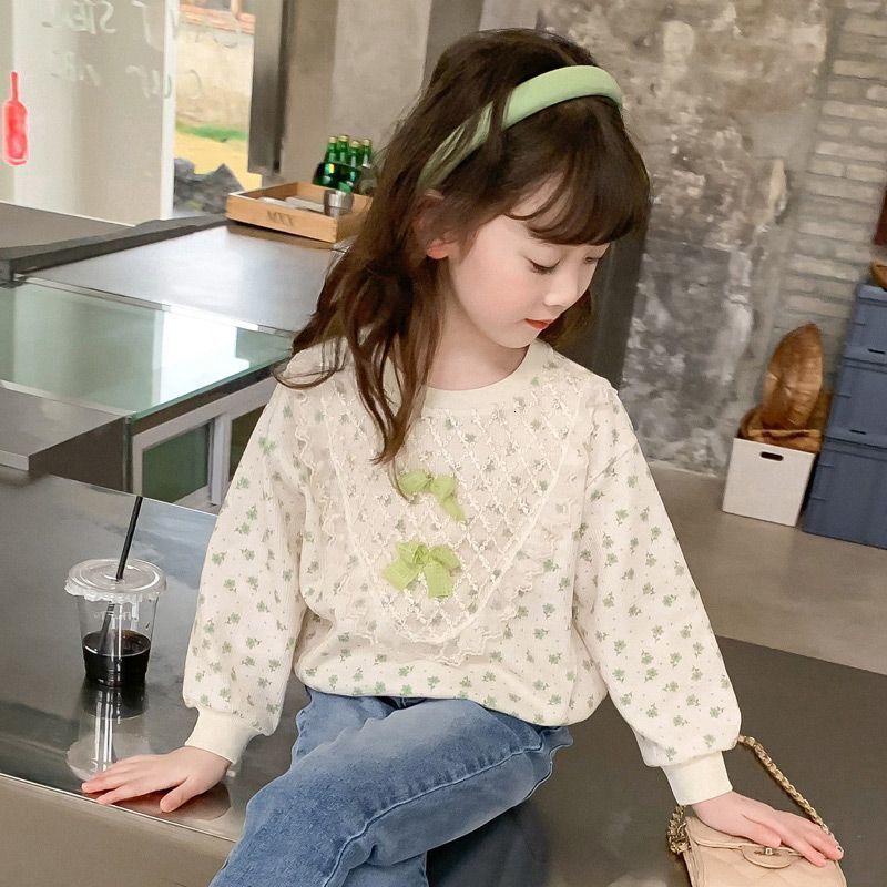 Ddmyshoesvip Girls Hoodie New Stylish Little Girls Spring And Autumn Set Long Sleeved Floral Loose Children S Top
