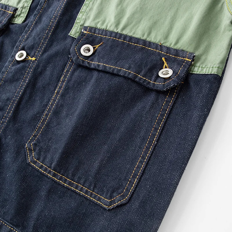 mens denim jacket fashion street washed printed and spliced casual workwear youth version top 250312