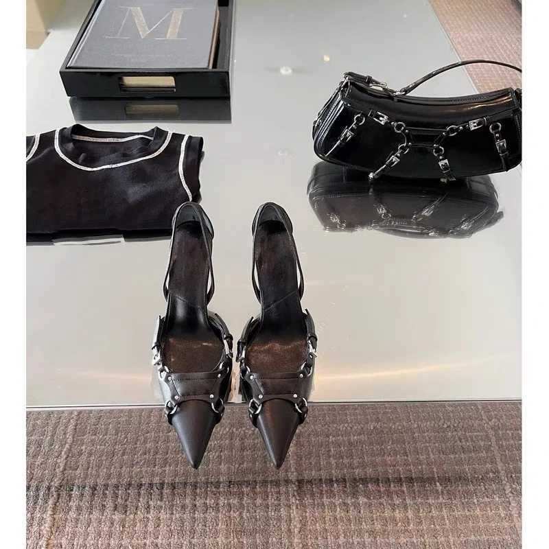 Heeled Sandals Shallow Mouth Cfort Hot Shoe For Wen Large New Size Black Lace Up Girls 2023 Clear Pointed Stiletto High Zaptos Mujer Z250311