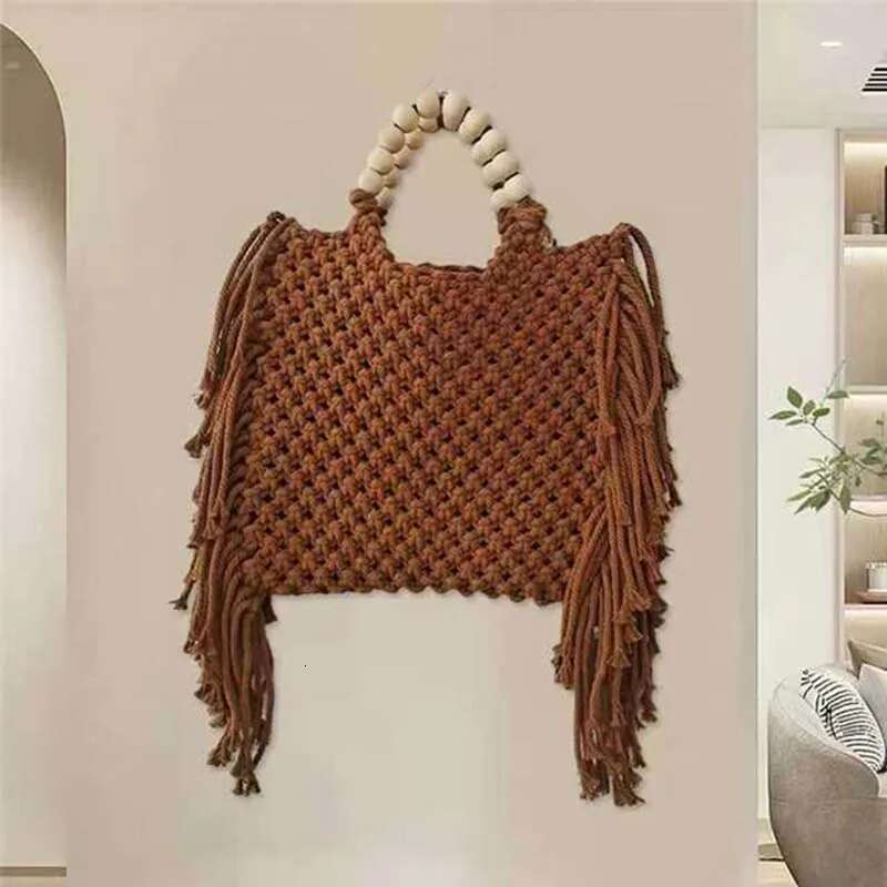 Casual Tassel Grass Shoulder Womens Hand Woven Handbag For Leisure Outdoor Vacation, Armpit Bag Fashionable Designer High quality Storage Bag Crossbod