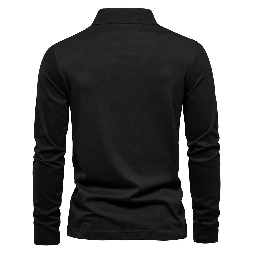 2025 Autumn/Winter New Long Sleeve POLO Shirt Embroidered Men's Casual Solid Color Top Zipper Lapel Pure Cotton tracksuit