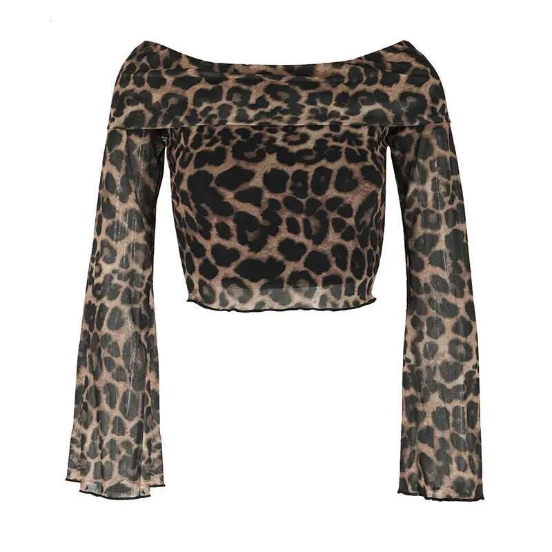 Autumn Women's T-Shirt New Streetwear Fashion Long Sleeves O-Neck Tees Sexy Leopard Backless Female Versatile Knitted Clothing