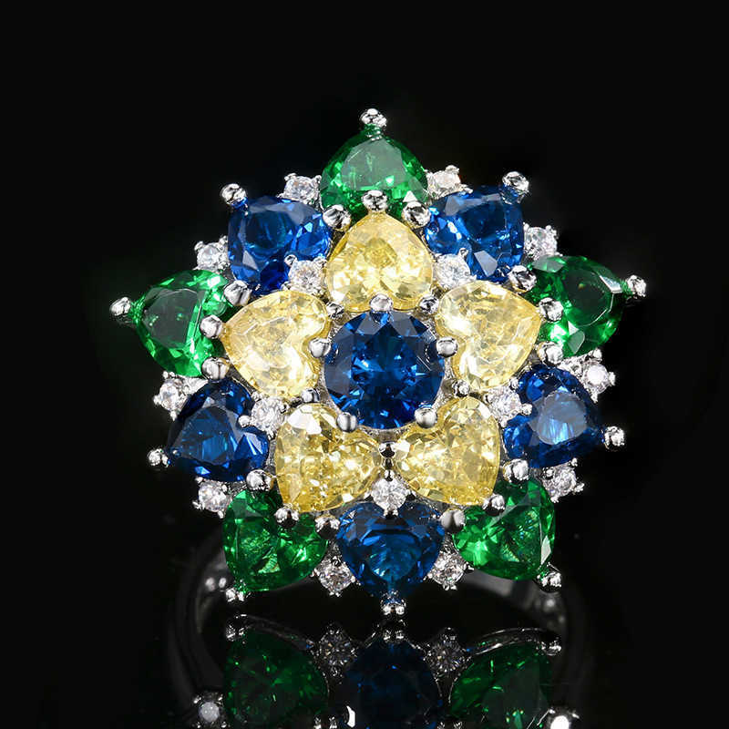 Popular explosive Zhuangsheng copper bottom gold-plated simulation colorful flower high-end light luxury set for women W250312