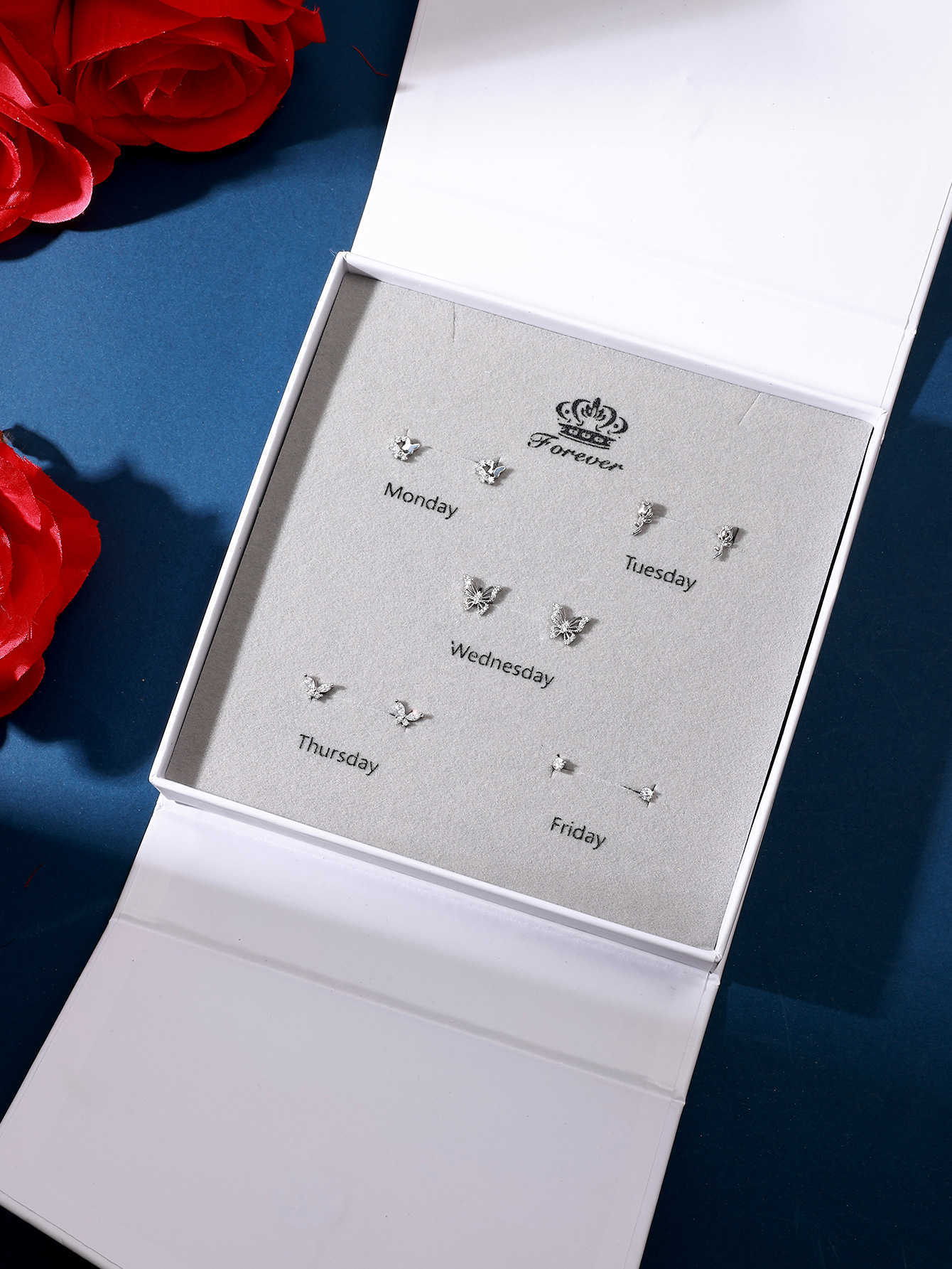 Medical titanium alloy ear hole one week earring set gift box Valentines Day gift for a girls wife and girlfriend W250312