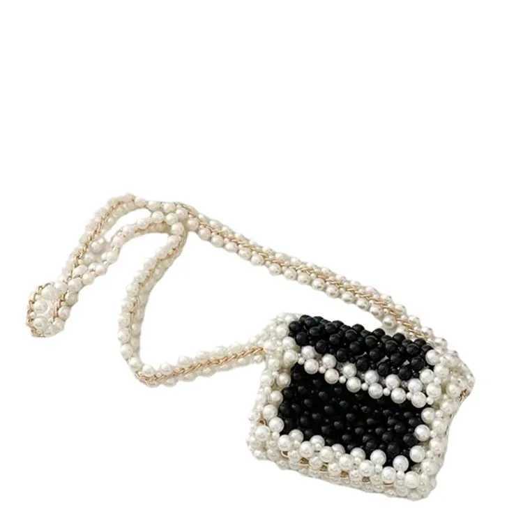 New Arrival New small pearl bag white beads fairy portable messenger bag with chain womens wallet and handbag cross body bag T250311