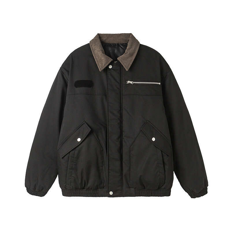 QUELLA STRADA Winter New American Workwear Trend Unisex Clothing Loose Collar Cotton Jacket