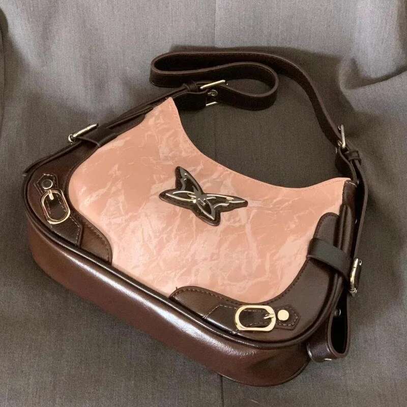 Butterfly Leather Shoulder American Retro Handbag Armpit Storage Bag Fashion Designer Women s Handbag Trend Casual Wallet Mini Wallet Crossbody Bag
