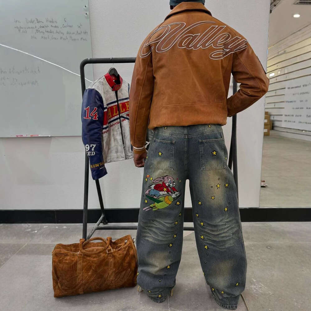 American Embroidery Vintage Loose Y2k New Unisex Jeans 2025