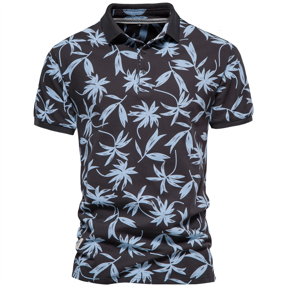 tracksuit 2025 Summer New European Printed Top Men's Short Sleeve Casual Collar Trendy Polo t shirt for Men