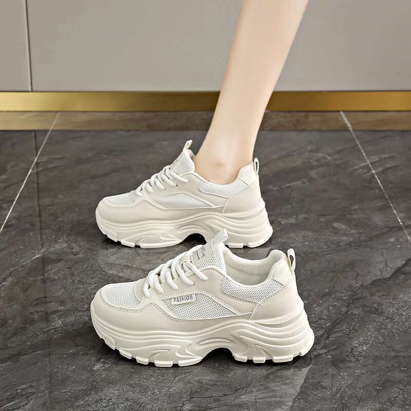 Chunky CRLAYDK Summer Sneakers for Women Platform Mesh White Casual Dad Shoes Comfortable Ladies Wedge Walking Sports Tennis