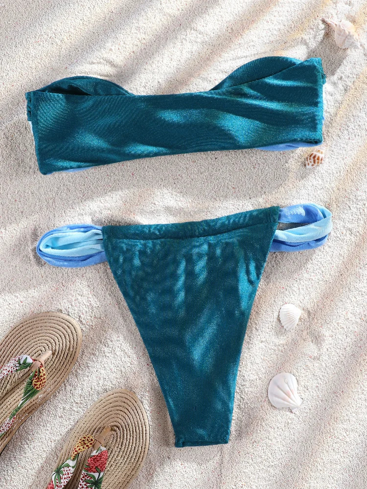 ZRTAK Bikini Sets Patchwork Swimsuit Off Shoulder Swimwear Low Waist Biquinis Women Bathing Suit Sexy Bikinis 250310