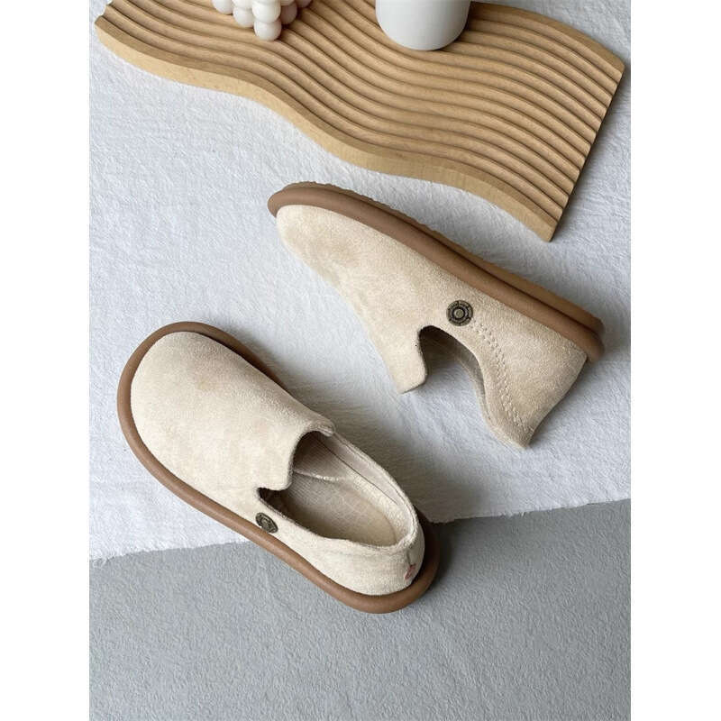 Wenyi Sen series Boken women's soft soled bean 2025 spring new suede casual flat single shoes